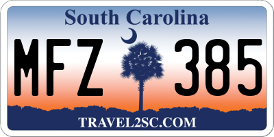 SC license plate MFZ385