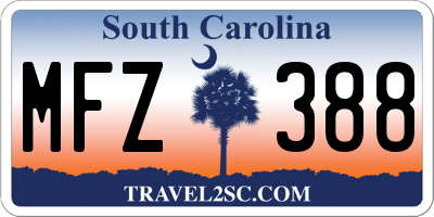 SC license plate MFZ388