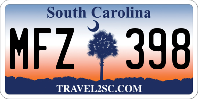 SC license plate MFZ398