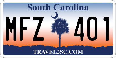 SC license plate MFZ401