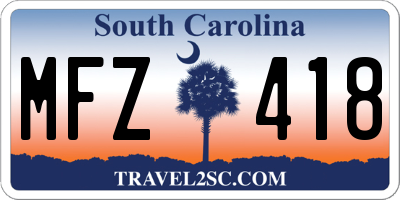 SC license plate MFZ418