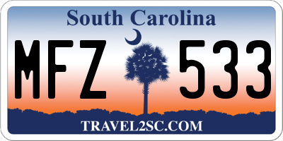 SC license plate MFZ533