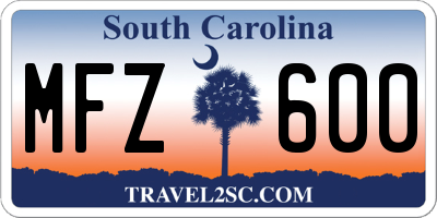 SC license plate MFZ600
