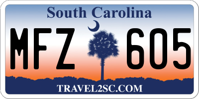SC license plate MFZ605