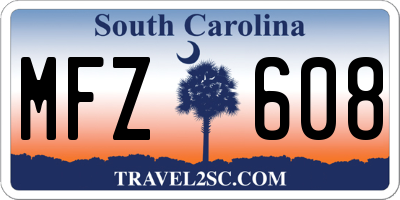 SC license plate MFZ608