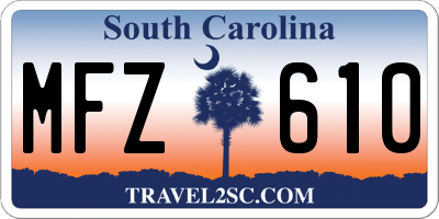 SC license plate MFZ610