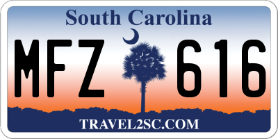 SC license plate MFZ616