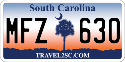 SC license plate MFZ630
