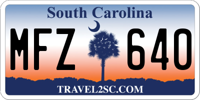 SC license plate MFZ640