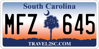 SC license plate MFZ645