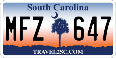SC license plate MFZ647