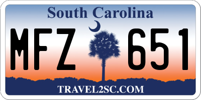 SC license plate MFZ651
