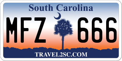 SC license plate MFZ666