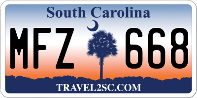 SC license plate MFZ668