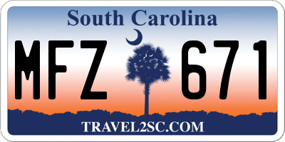 SC license plate MFZ671