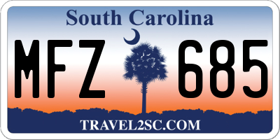 SC license plate MFZ685