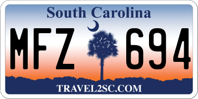 SC license plate MFZ694