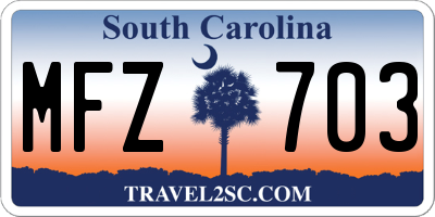 SC license plate MFZ703