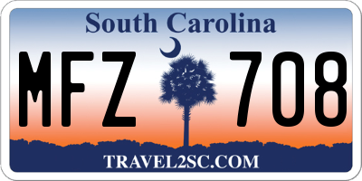 SC license plate MFZ708
