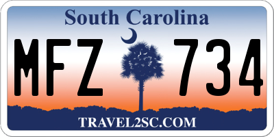 SC license plate MFZ734