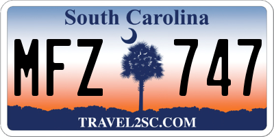 SC license plate MFZ747