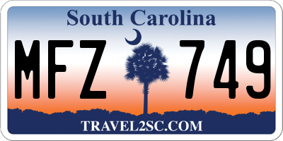 SC license plate MFZ749