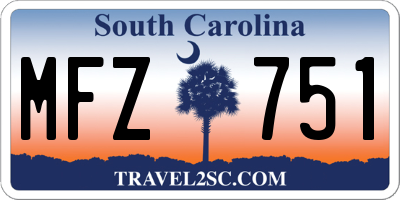 SC license plate MFZ751