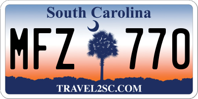 SC license plate MFZ770