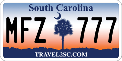 SC license plate MFZ777