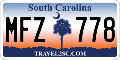 SC license plate MFZ778