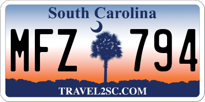 SC license plate MFZ794