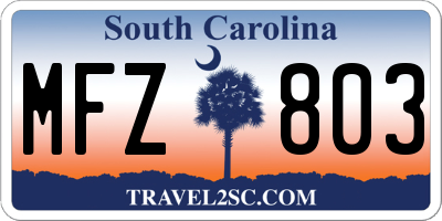 SC license plate MFZ803