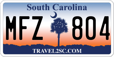 SC license plate MFZ804