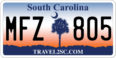 SC license plate MFZ805