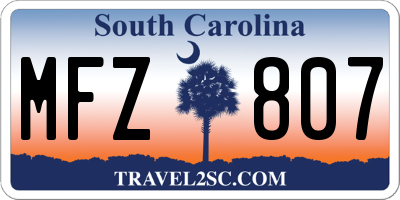 SC license plate MFZ807