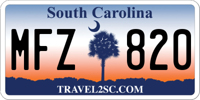 SC license plate MFZ820