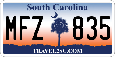 SC license plate MFZ835
