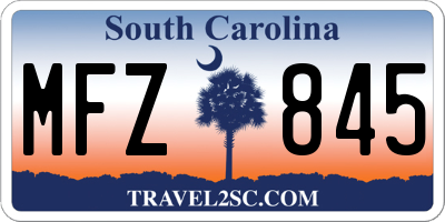 SC license plate MFZ845