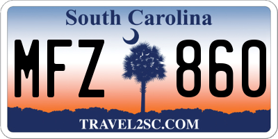 SC license plate MFZ860