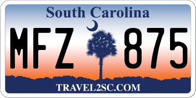 SC license plate MFZ875