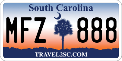 SC license plate MFZ888