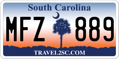 SC license plate MFZ889