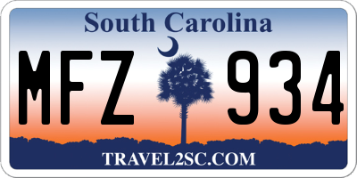 SC license plate MFZ934