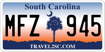 SC license plate MFZ945