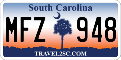 SC license plate MFZ948