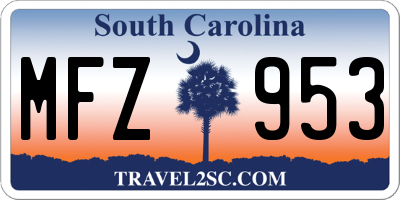 SC license plate MFZ953