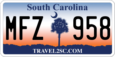 SC license plate MFZ958