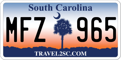 SC license plate MFZ965