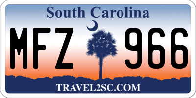SC license plate MFZ966