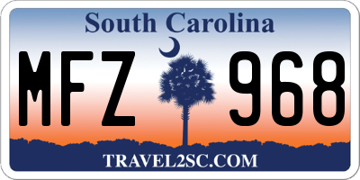 SC license plate MFZ968